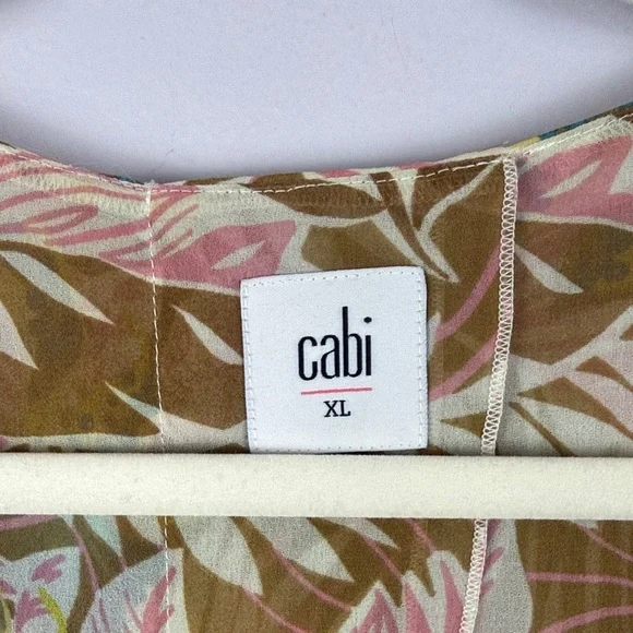 CAbi Tropical Orchid Print Parlor Sleeveless Double Layered Chiffon XL Blouse - Picture 3 of 13